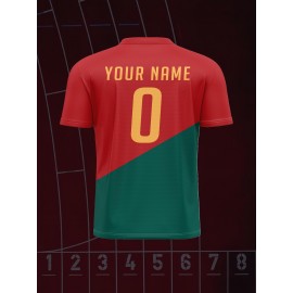 1pc Customizable V-Neck Soccer Jersey for Kids - 100% Polyester Knit Fabric, All-Season Sports Top with Personalized Name & Number, Medium Stretch, for Boys & Girls, Ideal for Training, Casual Wear & Outdoor Activities