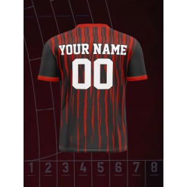 1pc Customizable Soccer Jersey for Kids - V-Neck, All-Season Polyester Sports Shirt with Personalized Name & Number, Medium Stretch Knit Fabric, Ideal for Training, Casual & Outdoor Activities