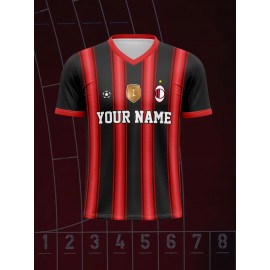 Custom Youngsters' Soccer Jersey - V-Neck, Personalized Name & Number, Comfort Fit for Sports & Casual Wear, Breathable Polyester, Machine Washable, 2024, Running