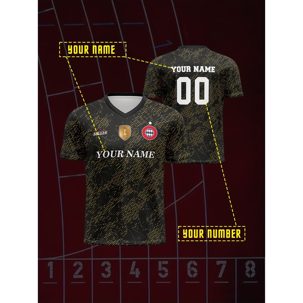 Customizable Soccer Jersey for Kids, V-Neck, Polyester, Breathable, Full-Print, Spring/Summer/Autumn, Regular Fit, for Boys & Girls, Youth, Outdoor Sports, Running, Training, Hiking, Beach, Casual, Party, Knitted Fabric