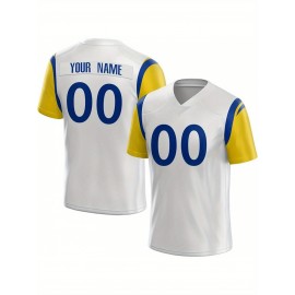 Customized Football Jersey - Personalized Team Name & Number, V-Neck Sportswear, Lightweight Summer Football Shirt with Bold Print, Casual or Team Uniform for Sports & Casual Wear