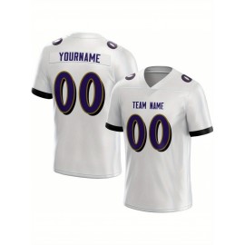 Customized Football Jersey - Personalized Team Name & Number, V-Neck Sportswear, Lightweight Summer Football Shirt with Bold Print, Casual or Team Uniform for Sports & Casual Wear