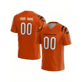 Customized Football Jersey - Personalized Team Name & Number, V-Neck Sportswear, Lightweight Summer Football Shirt with Bold Print, Casual or Team Uniform for Sports & Casual Wear