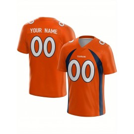 Customized Football Jersey - Personalized Team Name & Number, V-Neck Sportswear, Lightweight Summer Football Shirt with Bold Print, Casual or Team Uniform for Sports & Casual Wear
