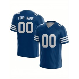 Customized Football Jersey - Personalized Team Name & Number, V-Neck Sportswear, Lightweight Summer Football Shirt with Bold Print, Casual or Team Uniform for Sports & Casual Wear