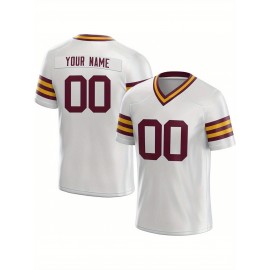 Customized Football Jersey - Personalized Team Name & Number, V-Neck Sportswear, Lightweight Summer Football Shirt with Bold Print, Casual or Team Uniform for Sports & Casual Wear
