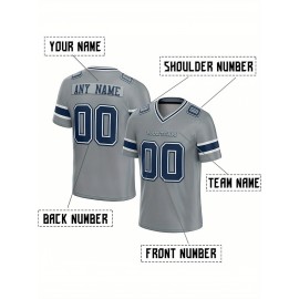 Customized Football Jersey - Personalized Team Name & Number, V-Neck Sportswear, Lightweight Summer Football Shirt with Bold Print, Casual or Team Uniform for Sports & Casual Wear