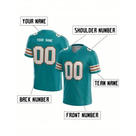 Customized Football Jersey - Personalized Team Name & Number, V-Neck Sportswear, Lightweight Summer Football Shirt with Bold Print, Casual or Team Uniform for Sports & Casual Wear