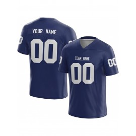 Customized Football Jersey - Personalized Team Name & Number, V-Neck Sportswear, Lightweight Summer Football Shirt with Bold Print, Casual or Team Uniform for Sports & Casual Wear