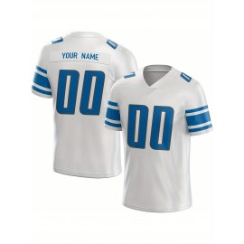 Customized Football Jersey - Personalized Team Name & Number, V-Neck Sportswear, Lightweight Summer Football Shirt with Bold Print, Casual or Team Uniform for Sports & Casual Wear