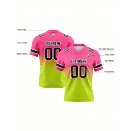 Customizable Women'S Football Jersey - Personalized Name, Number & Logo, Comfort Fit for Sports, Training & Casual Wear, Summer V-Neck T-Shirt with Bold Yellow & Red Design, Football Jersey, Nonelastic Fabric