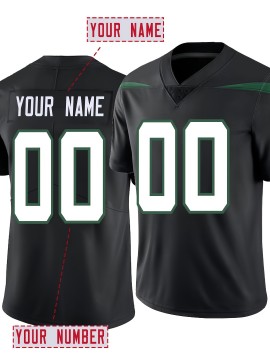 Women'S Plus Size Football Shirt - Personalized Name & Number, Breathable Soft Fabric, V-Neck Short Sleeve for Sports & Outdoor Activities, Black with Green Accents, Customizable Football Shirt, PLUS SIZE