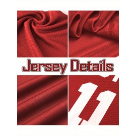 Customizable Women'S Football Jersey - Personalized Name & Team Number, V-Neck Sports Shirt with Red/White Stripe Design, Breathable Summer Casual & Team Uniform, Perfect Fan Gift for Soccer Fans, Football Jersey, Comfortable Fit