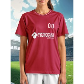 Customizable Women'S Plus Size Football Jersey - Personalized Name & Number, Lightweight Breathable Fabric, Vibrant Soccer Stadium Design for Outdoor Sports & Casual Wear, Soccer Jersey, PLUS SIZE
