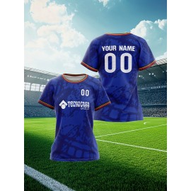 Customizable Women'S Plus Size Football Jersey - Personalized Name & Number, Lightweight Breathable Fabric, Vibrant Soccer Stadium Design for Outdoor Sports & Casual Wear, Soccer Jersey, PLUS SIZE