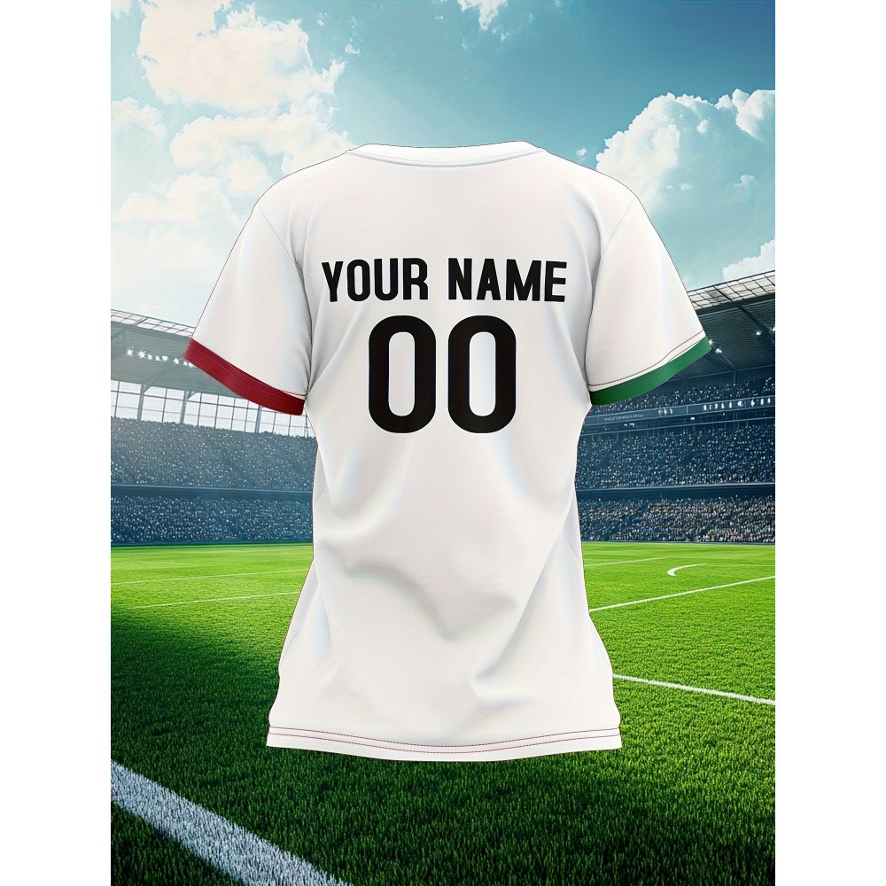 Personalized Women'S Plus Size Football Jersey - Customizable Team Name & Number, Soft Lightweight Breathable Fabric, Vibrant Soccer Stadium Print, Summer Outdoor Sports Jersey for Casual Wear, Soccer Jersey, PLUS SIZE