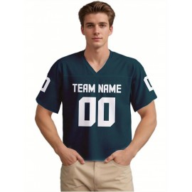 Customizable Women'S Football Jersey - Personalized Name & Number, V-Neck, Short Sleeve, Breathable Non-Stretch Fabric, Summer Sports Jersey, Perfect Gift for Women'S Fans, Football Jersey, Fan Merchandise, Standard Size, Stretchy Fabric