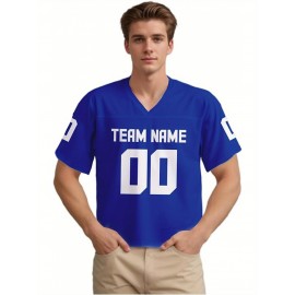 Customizable Women'S Football Jersey - Personalized Name & Number, V-Neck, Short Sleeve, Breathable Non-Stretch Fabric, Summer Sports Jersey, Perfect Gift for Women'S Fans, Football Jersey, Fan Merchandise, Standard Size, Stretchy Fabric