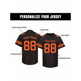 Customizable Football Jersey - Personalized Name & Number, V-Neck, Short Sleeve, Breathable Summer Fabric, Team Colors with Striped Collar - Perfect Gift for Fans, Custom Football Jersey, Fan Apparel, Durable Sportswear