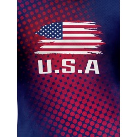Women's Large Size Professional Sports Fabric Creative Pattern Print USA Home Soccer Jersey T-shirt, Soccer Jersey Flag Uniforms Shirts Breathable And Lightweight, Moisture-Wicking, As Gifts For Sports Fans