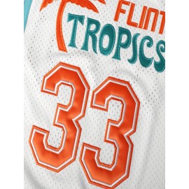 FLINT TROPICS #33 Embroidery Design Men'S Basketball Jersey, Retro Breathable Round-neck Sleeveless Sports Training Uniform, Summer Party And Street