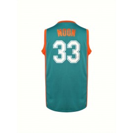 Men's #33 Embroidered Basketball Jersey - Sleeveless Polyester Vest with 