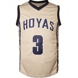 Stitched #3 Mens Grey Basketball Jersey, Breathable, Sleeveless, Embroidered Uniform Shirt For Men, Perfect For Sports & Outdoor Activities