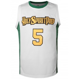 All Stitched 5 White Basketball Jersey, Breathable, Sleeveless, Embroidered Uniform Shirt For Men, Perfect For Sports & Outdoor Activities