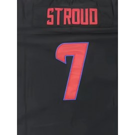 Men's #7 Black American Football Jersey - V-Neck, Name & Number, Loose Fit, Polyester, Machine Washable for Team Sports, Parties, and Events, Casual Wear | Vneck Jersey | Polyester Fabric