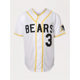 Men's#3 White Baseball Jeresys Stitched Name And Number