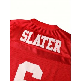 1pc Men'S Red Polyester American Football Jersey - V-Neck Sports Sweatshirt with Embroidered Lettering & Number, Slight Stretch Knit Fabric, Loose Fit for Team Sports, Parties & Casual Wear