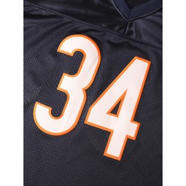 Men's#34 Blue American Football Jeresys Stitched Name And Number