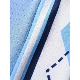 Men's #23 Blue Basketball Jersey with Embroidered Name & Number - V-Neck Loose Fit Sportswear for Team Sports, Parties, Halloween - Machine Washable & Dry Cleanable (Sizes S-3XL)