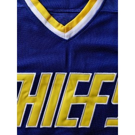 Men's #16 Blue Hockey Jersey - V-Neck, Embroidered Letter & Number Design, Polyester, Machine Washable, Perfect for Sports & Casual Wear, All-Season Comfort Fit, Loose-Fit Pullover Sweatshirt