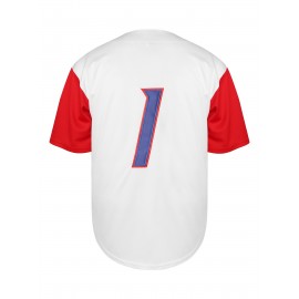 Men's Puerto Rico Baseball Jersey - Embroidered Number 1 & Name, White with Red Accents, 100% Polyester, Loose Fit V-Neck Button-Up for Sports, Halloween, Parties & Casual Wear, Puerto Rico Shirt