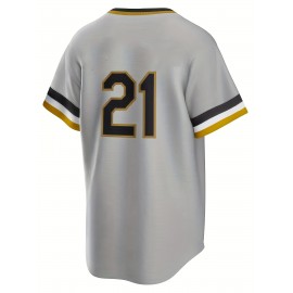 Men's#21 Grey Baseball Jeresys Stitched Name And Number