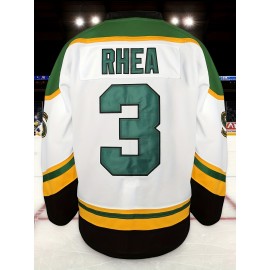 Men's #3 Embroidered Hockey Jersey - V-Neck, Long Sleeve, Color Block Design in White, Green & Black - Perfect for Sports & Casual Wear