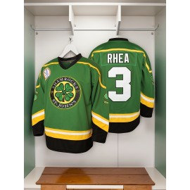 Men's #3 Embroidered Hockey Jersey - V-Neck, Long Sleeve, Color Block Design in White, Green & Black - Perfect for Sports & Casual Wear