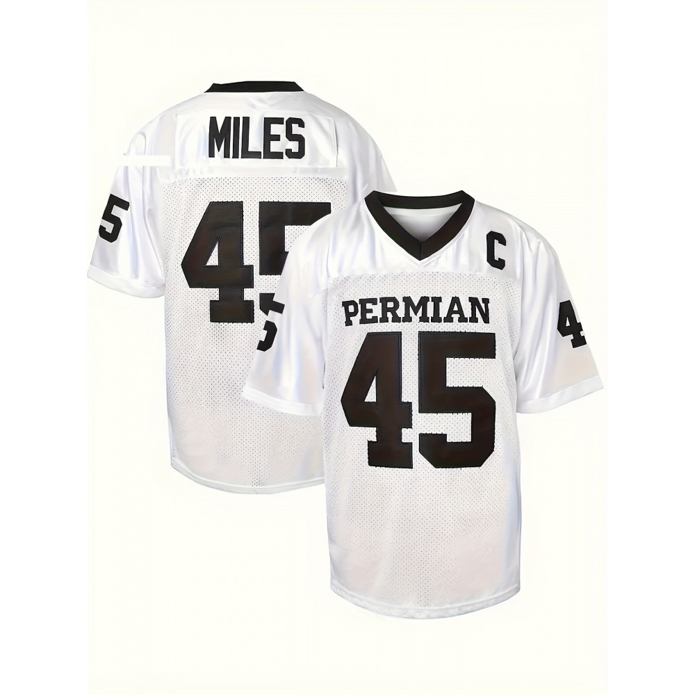 Men's #45 Boobie Miles American Football Jersey, Vintage White Rugby Embroidered Stitched Letters And Numbers V-Neck Sweatshirt
