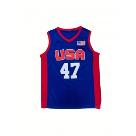 #47 Trump Throwback Blue USA Basketball Jersey