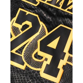 Sports Stitched #24 Black Snakeskin Basketball Jersey, Breathable, Sleeveless, Embroidered Uniform Shirt For Men, Perfect For Sports & Outdoor Activities