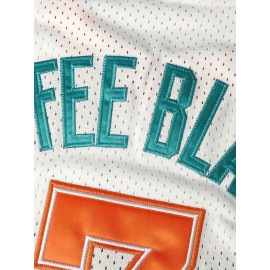 COFFEE BLACK #7 Retro Embroidery Design Jersey - Men's Breathable Sleeveless Basketball Training Uniform For Summer Party And Street Wear - Comfortable Round-Neck Sports Apparel For Active Lifestyles