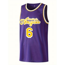 Men'S Vintage #6 & #23 Purple Sleeveless Basketball Jersey - Breathable, Embroidered Athletic Tank Top for Training & Competition