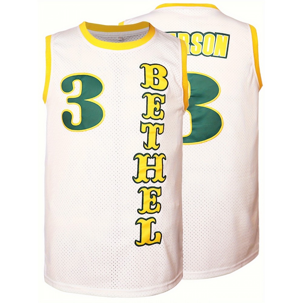 1pc Men'S Embroidered Basketball Jersey - Breathable Polyester V-Neck Top with Slight Stretch, Loose-Fit Sports Shirt for All Seasons, Ideal for Team Sports, Casual Wear & Festive Occasions