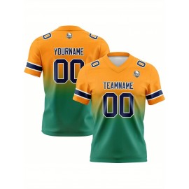 Customizable Women'S Football Jersey - Personalized Name, Number & Logo, Comfort Fit for Sports, Training & Casual Wear, Summer V-Neck T-Shirt with Bold Yellow & Red Design, Football Jersey, Nonelastic Fabric