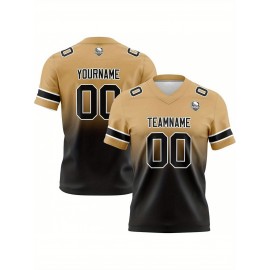 Customizable Women'S Football Jersey - Personalized Name, Number & Logo, Comfort Fit for Sports, Training & Casual Wear, Summer V-Neck T-Shirt with Bold Yellow & Red Design, Football Jersey, Nonelastic Fabric