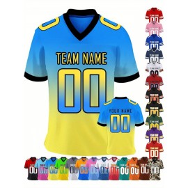 Customizable Women'S Football Jersey - Personalized Name & Team Number, V-Neck Sports Shirt with Red/White Stripe Design, Breathable Summer Casual & Team Uniform, Perfect Fan Gift for Soccer Fans, Football Jersey, Comfortable Fit