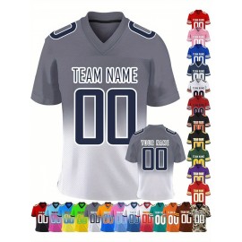 Customizable Women'S Football Jersey - Personalized Name & Team Number, V-Neck Sports Shirt with Red/White Stripe Design, Breathable Summer Casual & Team Uniform, Perfect Fan Gift for Soccer Fans, Football Jersey, Comfortable Fit