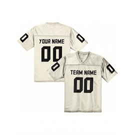 Customizable Women'S Football Jersey - Personalized Name & Number, V-Neck, Short Sleeve, Breathable Non-Stretch Fabric, Summer Sports Jersey, Perfect Gift for Women'S Fans, Football Jersey, Fan Merchandise, Standard Size, Stretchy Fabric