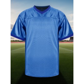 Men's Polyester Rugby Jersey | V-Neck, Breathable & Stretchy | Multi-Season Sports Top with Details | Ideal for Casual Wear & Team Sports | Machine Washable | Suitable for All Seasons